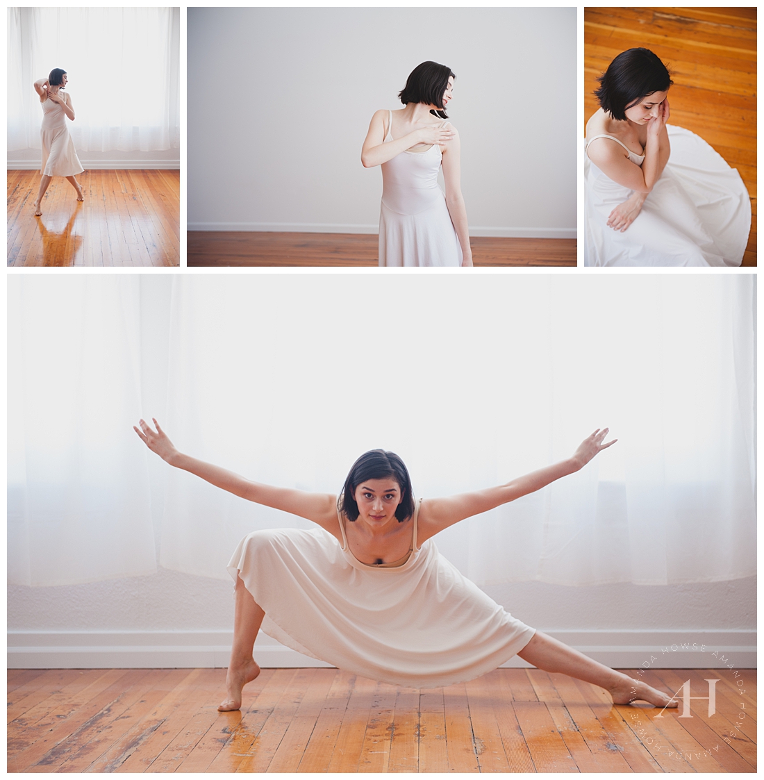 Modern Dance Portraits | Ballerina Sessions at Studio 253 on Hardwood Floors with Natural Light | Photographed by Amanda Howse