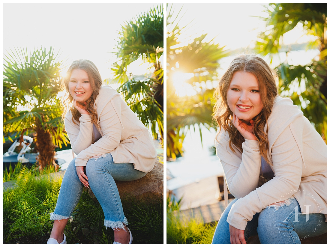Cute Senior Portraits in Lake Tapps | Frayed Hem Jeans and T-Shirt Outfit Ideas | Photographed by Tacoma Senior Photographer Amanda Howse