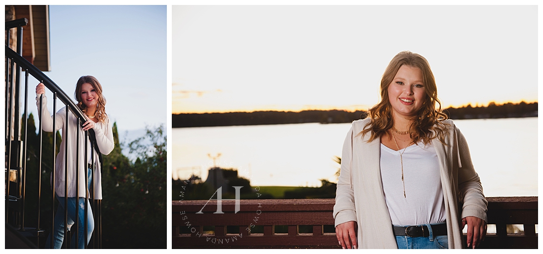 Backyard Senior Portraits in the Fall | Senior Portraits on the Steps | Photographed by Amanda Howse