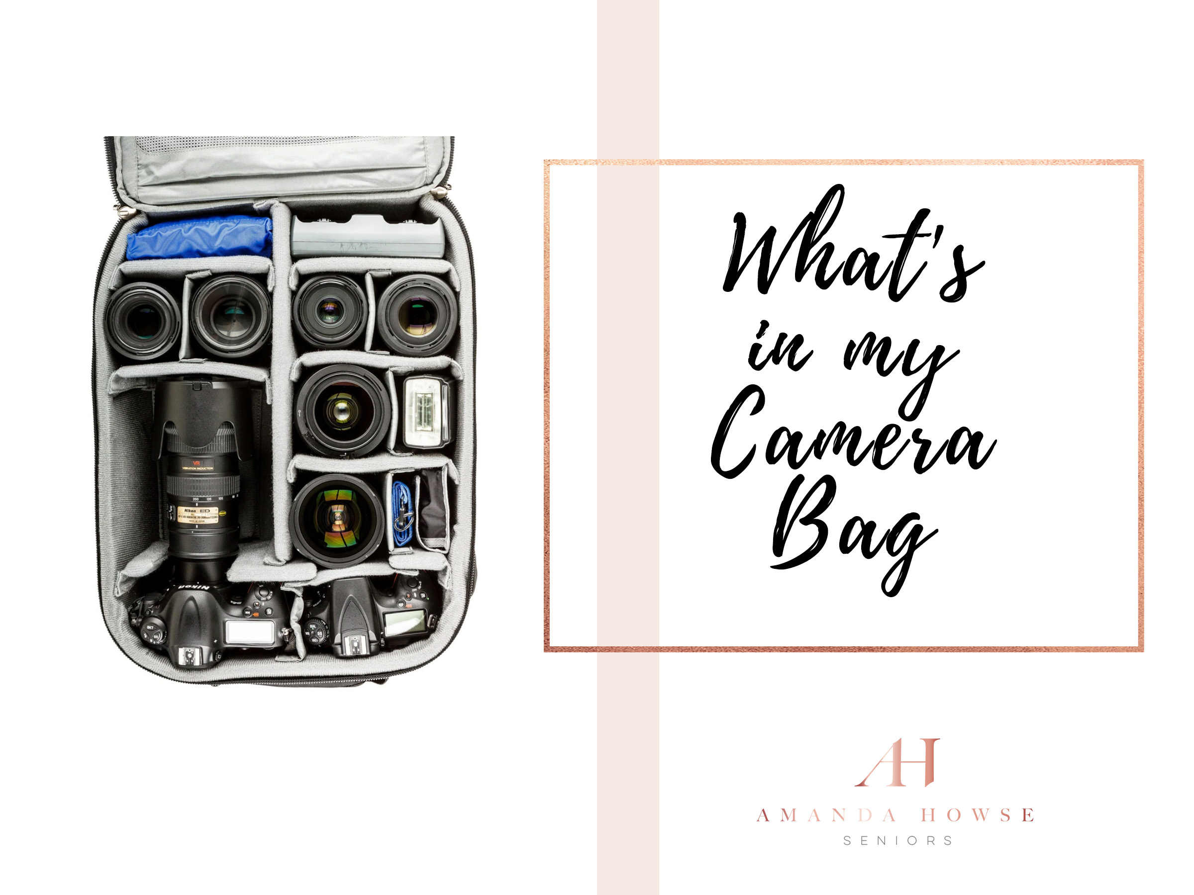 What's in My Camera Bag | A professional senior photographer shares what equipment she uses for every portrait session | Amanda Howse Photography