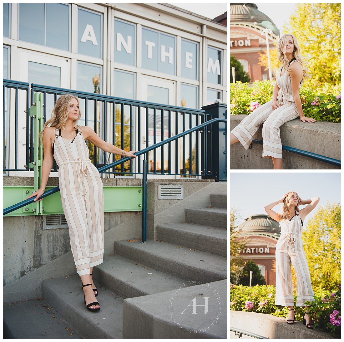 Candid Senior Portraits of High School Girl on City Steps | Photographed by Amanda Howse