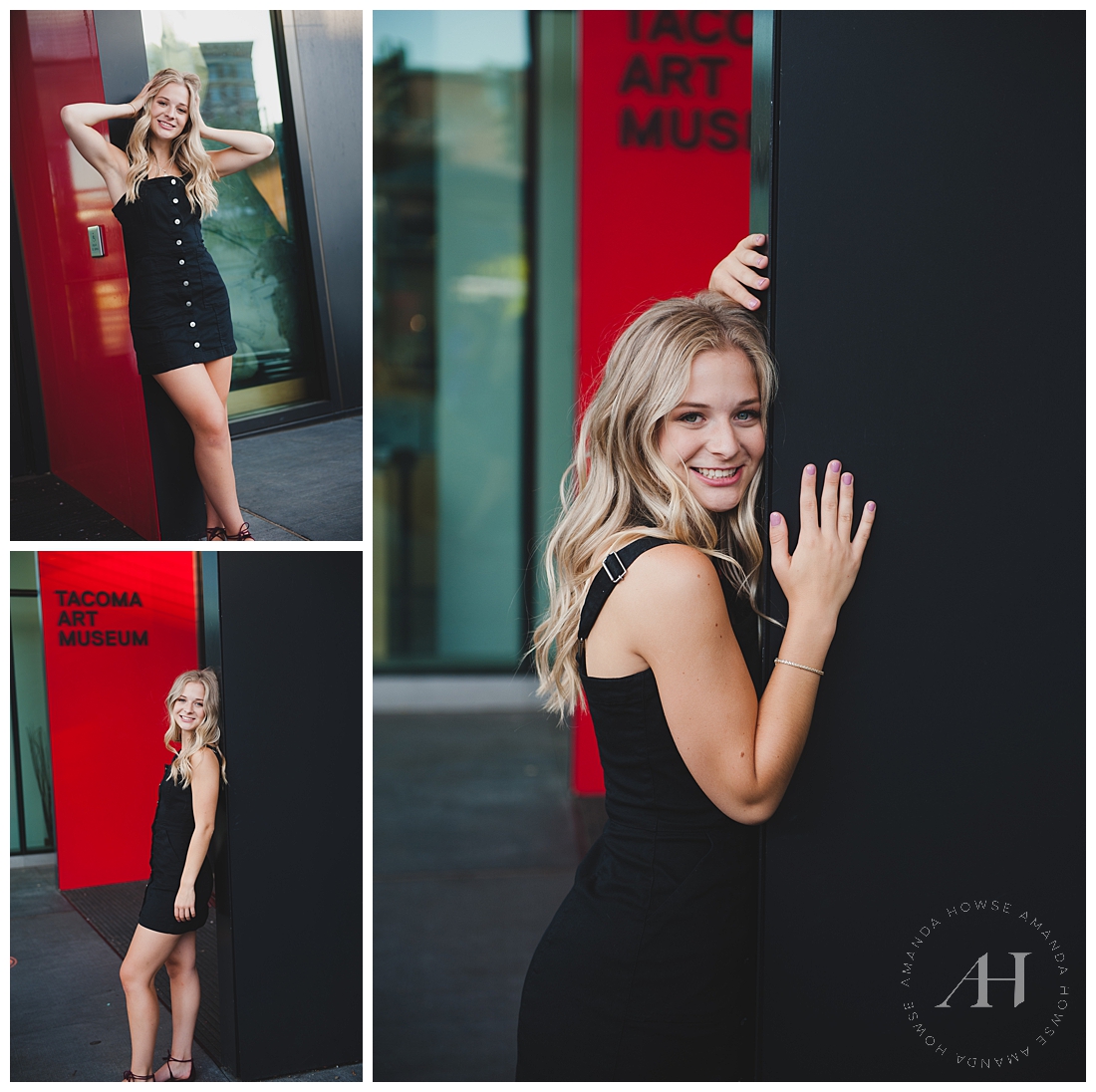 Artistic Senior Portraits with Red and Black Background | Senior Portrait Pose and Outfit Ideas | Photography by Amanda Howse