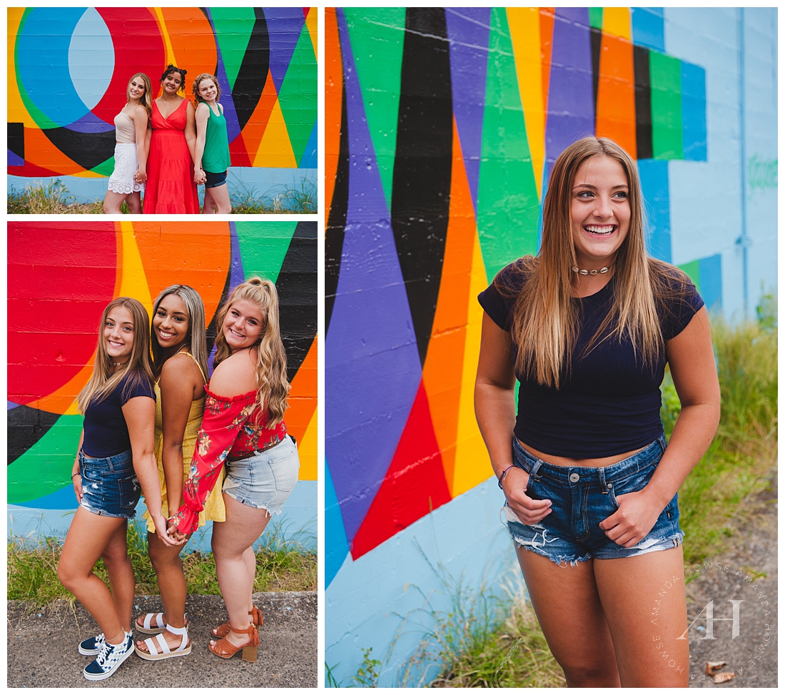 Summer senior portraits with bold outfit ideas and fun backgrounds photographed by Tacoma senior photographer Amanda Howse