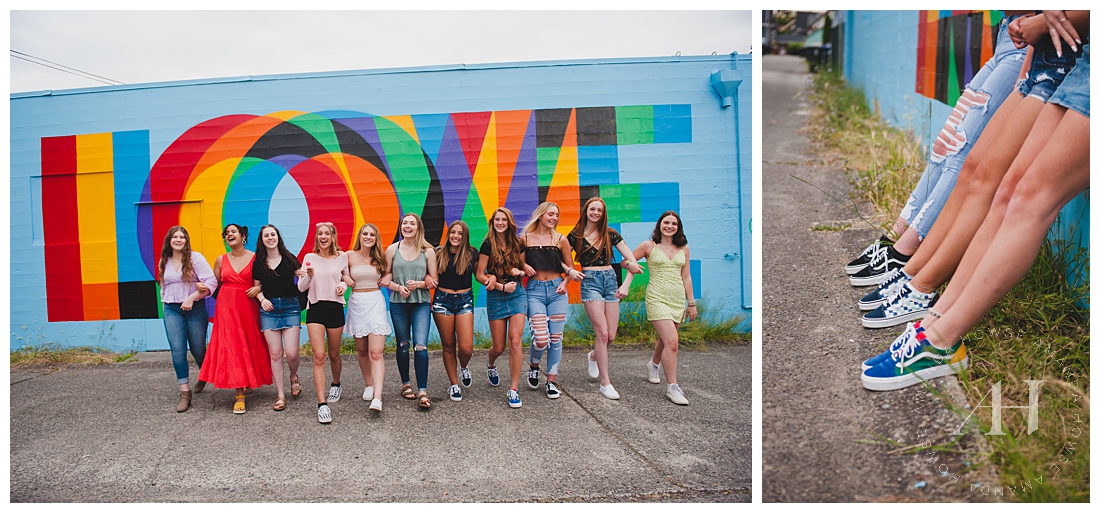 The best place for outdoor group portraits in Tacoma with bright colors and outfit inspiration | Photographed by Tacoma senior photographer Amanda Howse