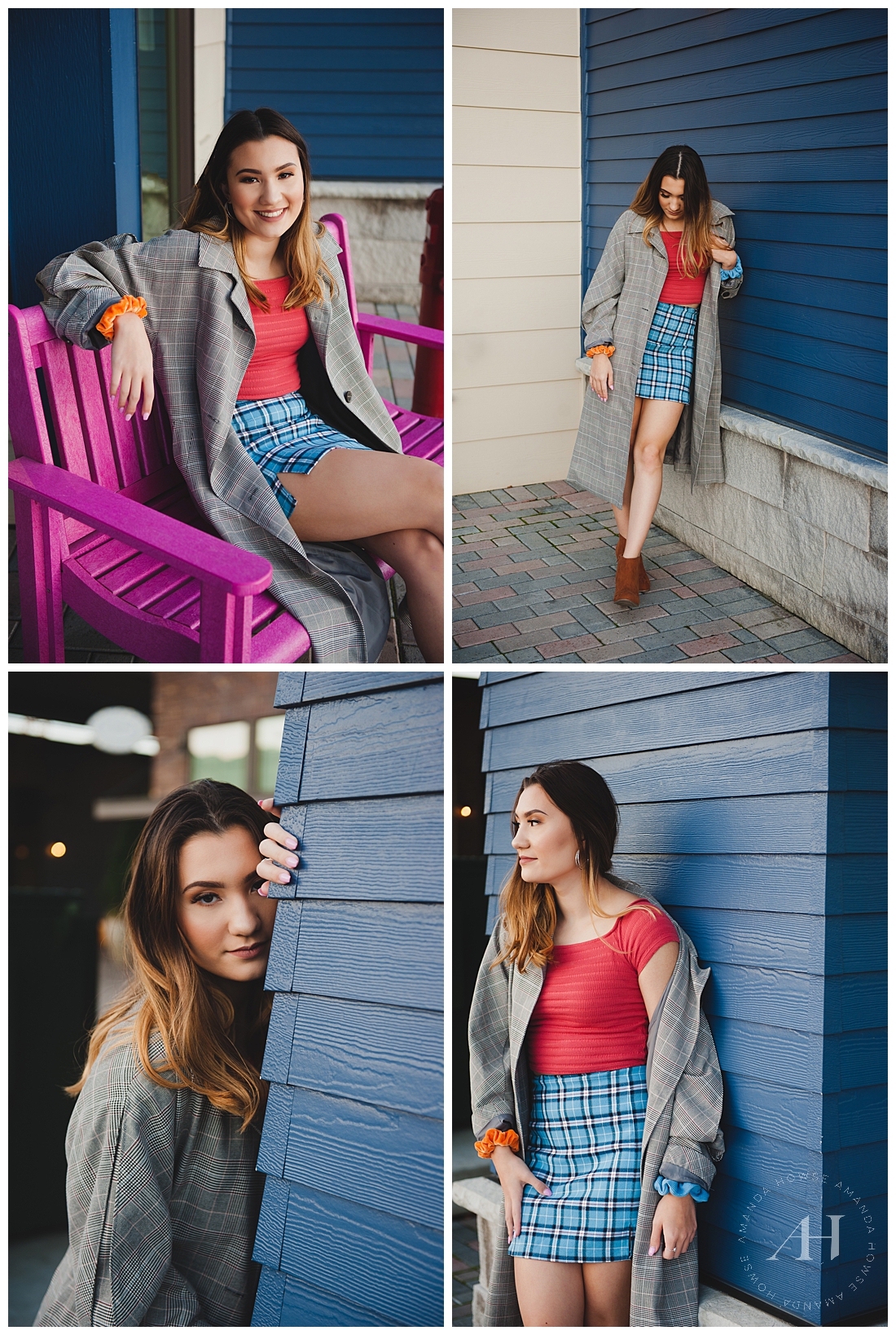 Timeless Senior Portraits | Trendy Fall Outfits with Plaid Trench Coat | Photographed by Amanda Howse