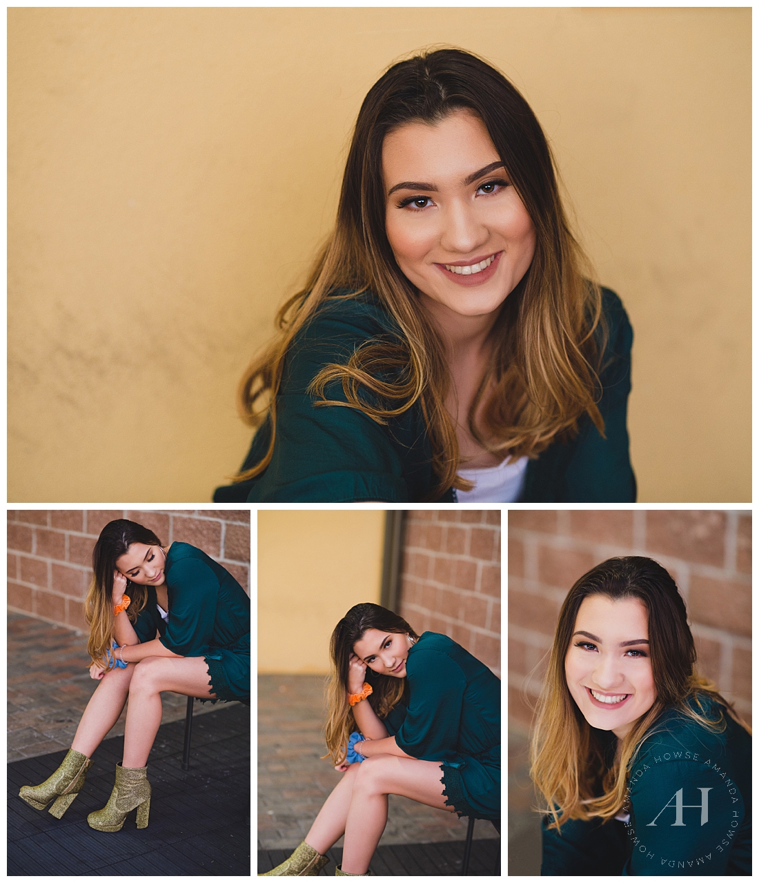Glam Senior Portraits with Gold Go-Go Boots | Outfit Inspiration for High School Senior Girls | Photographed by Amanda Howse