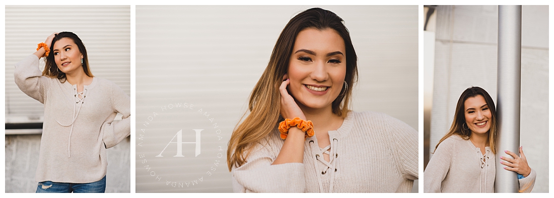 Senior Portraits in the Fall | Accessorizing with Scrunchies | Photographed by Tacoma Photographer Amanda Howse