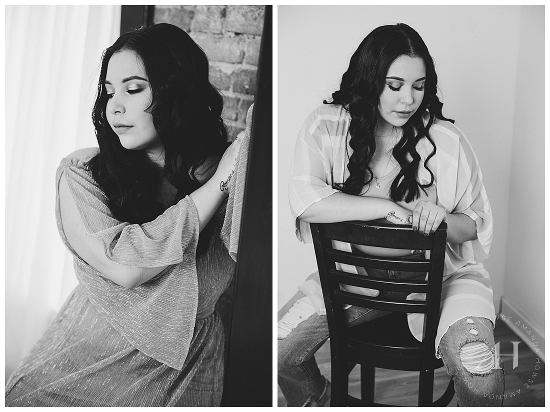 Black and White Senior Portraits in Studio 253 | Photographed by Amanda Howse