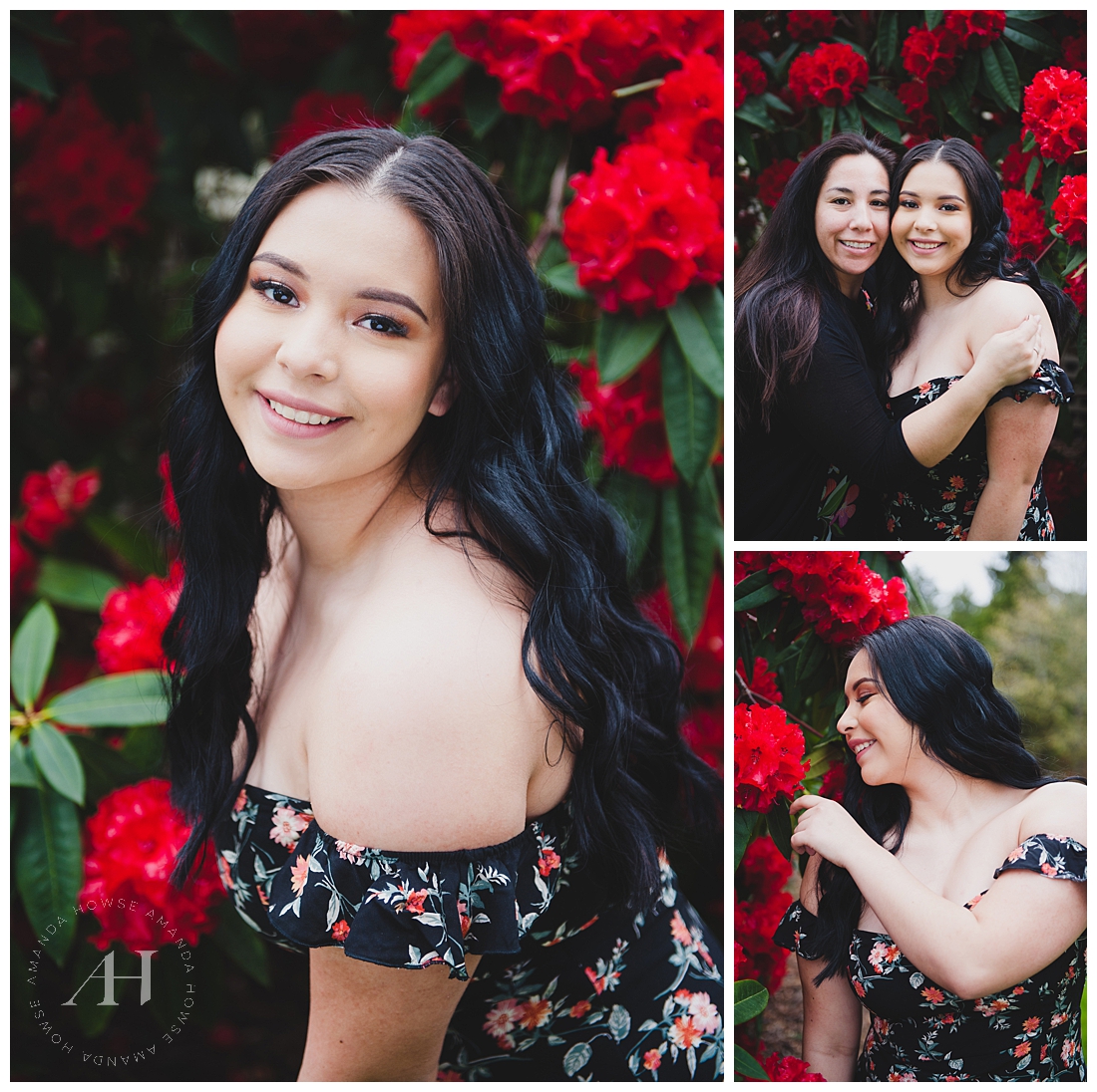 Bold and Colorful Senior Portraits in a Garden | High School Senior Girl with her Mother | Senior Portrait Photographer Amanda Howse