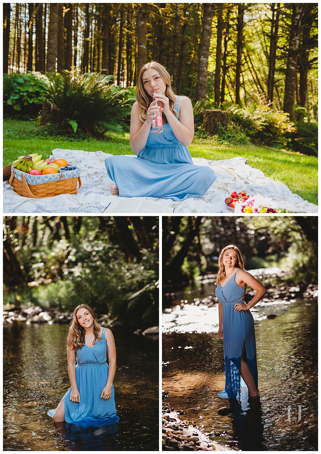 End of Summer Photoshoot with Cute Picnic and Riverside Portraits | Photographed by Tacoma Senior Photographer Amanda Howse