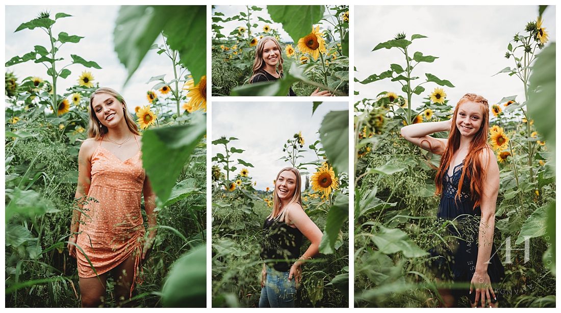 Cute Sunflower Field Senior Portraits with Pose Ideas for Senior Girls | Photographed by Tacoma Senior Photographer Amanda Howse