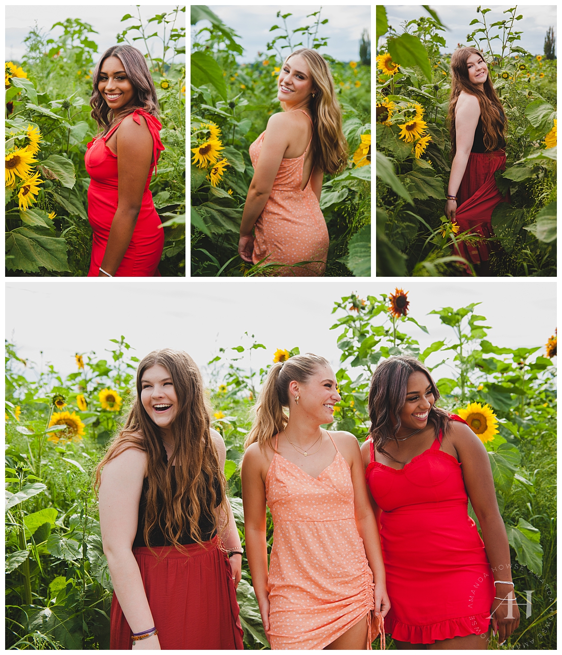 Friendship and Individual Portraits of High School Senior Girls | Pose Ideas and Outfit Inspo for Outdoor Summer Portraits | Photographed by Amanda Howse