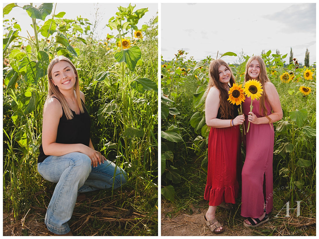 Fun Sunflower Field Portraits | Photographed by Senior Photographer Amanda Howse