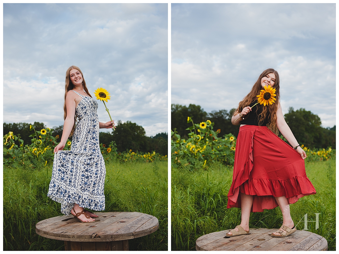 Late Summer Senior Portraits | Maxi Dresses and Maxi Skirts for Senior Portraits | Photographed by Tacoma Senior Photographer Amanda Howse