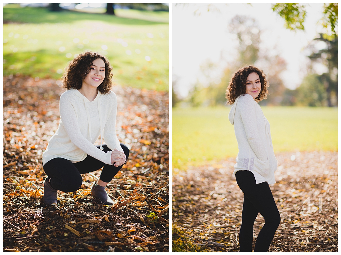 Fall Point Defiance Senior Portraits with Leaves on the Ground | Amanda Howse Photography