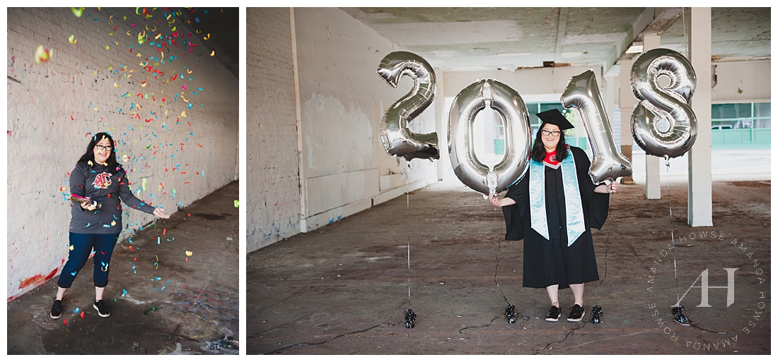 WSU Graduate with Class Year Balloons | Photographed by Tacoma Senior Photographer Amanda Howse