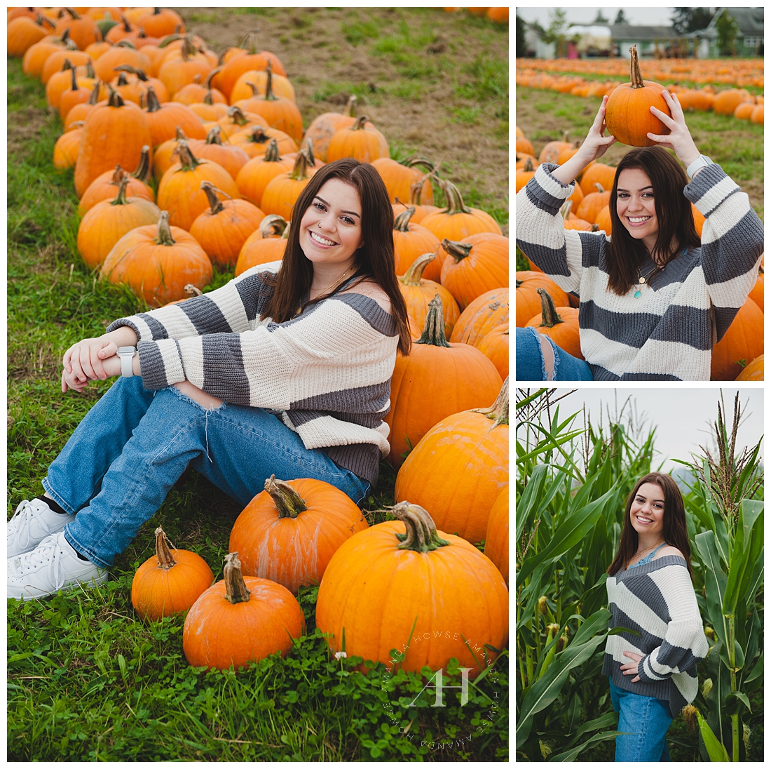 Outfit Ideas for the Pumpkin Patch | Pose Ideas for Senior Girls, Location Ideas, Outfit Inspiration | Photographed by Tacoma Senior Photographer Amanda Howse