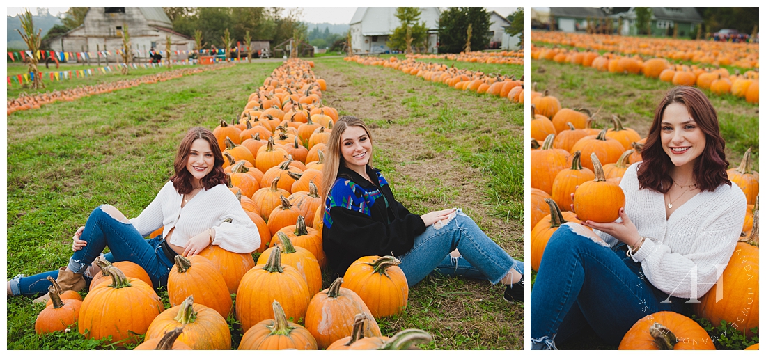 Fun Pumpkin Patch Portraits | AHP Model Team | Senior Girl Pose Ideas | Photographed by Tacoma Senior Photographer Amanda Howse
