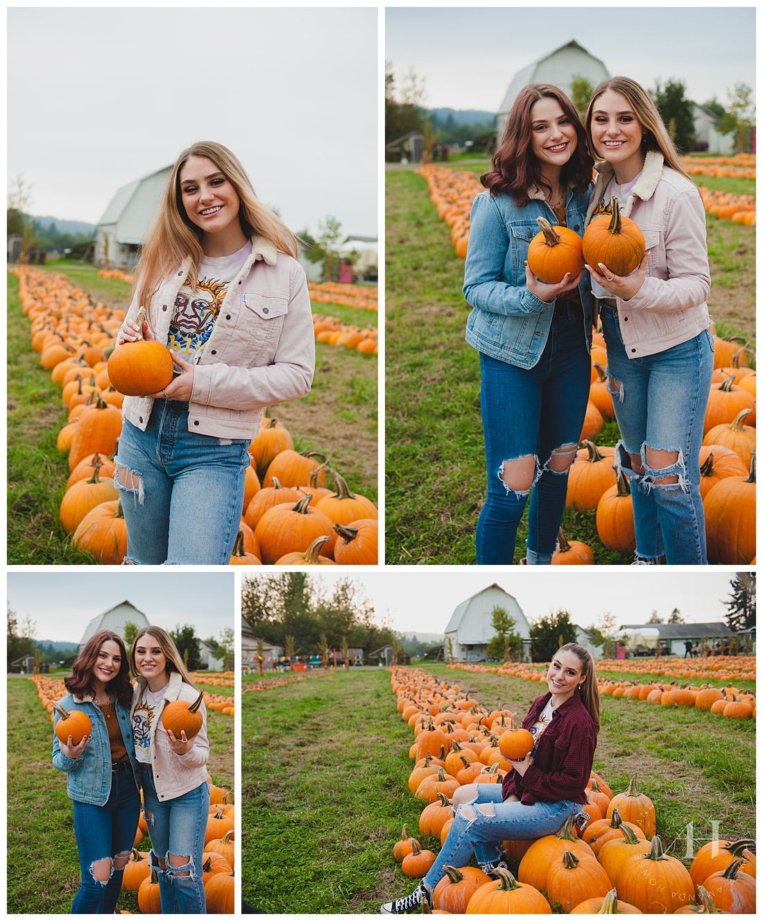 BFF Portraits at the Farm | Double R Farms in Puyallup | Senior Girl Pose Ideas, Friendship Shoots, Outfit Ideas | Photographed by Tacoma Senior Photographer Amanda Howse