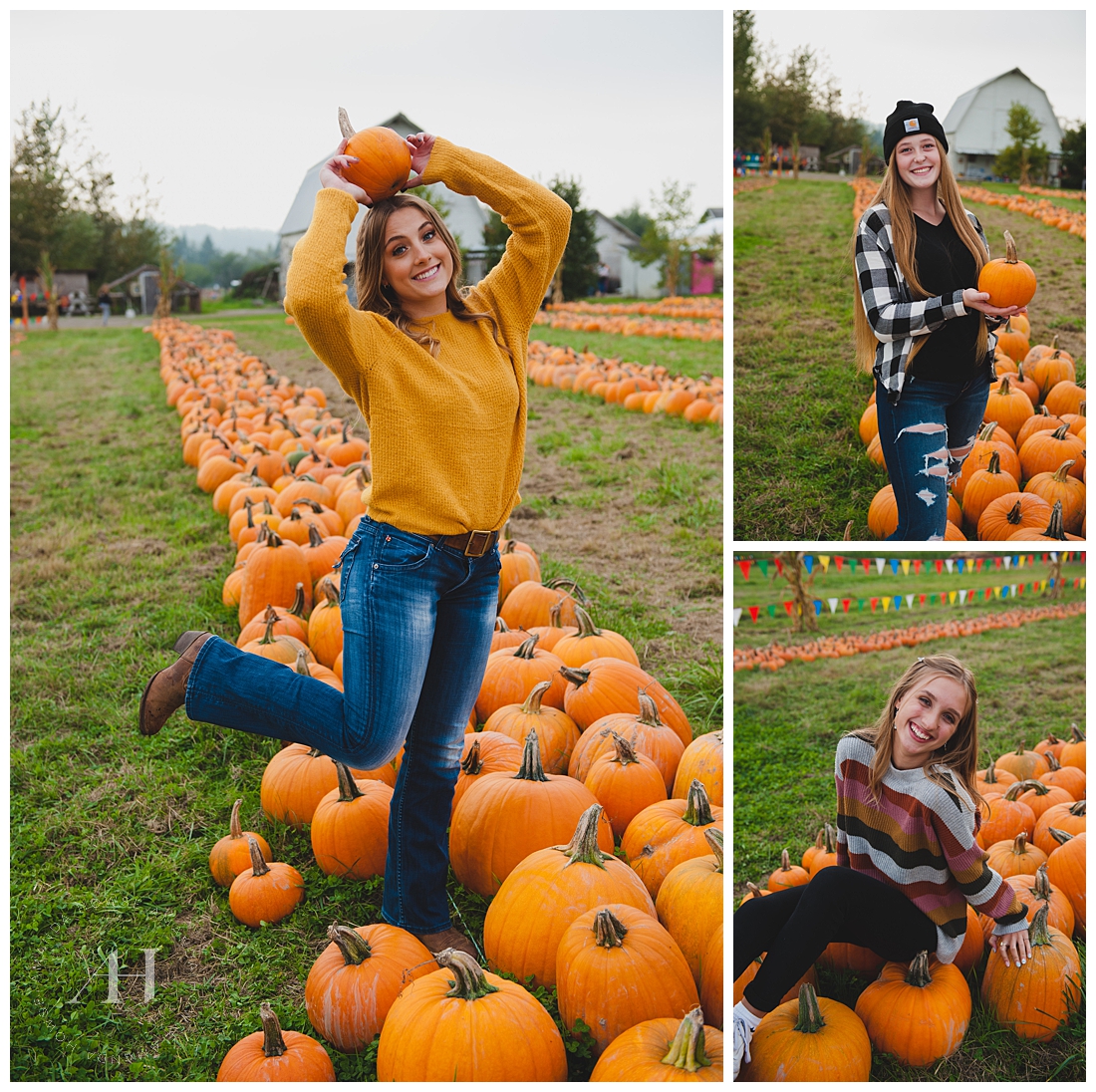Puyallup Portraits of High School Senior Girls | Posing with Pumpkins | Photographed by Tacoma Senior Photographer Amanda Howse