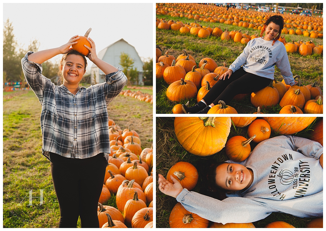 Posing with Pumpkins | Photographed by Tacoma Senior Photographer Amanda Howse