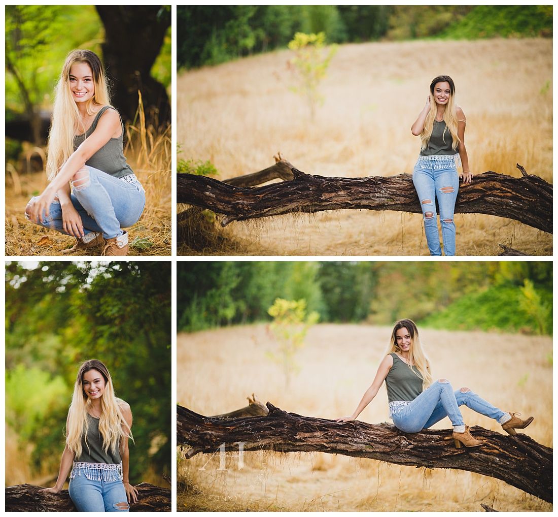 Outdoor Senior Portraits | | Photographed by the Best Tacoma Senior Photographer Amanda Howse | Pose Ideas for Senior Girls, Outdoor Senior Portraits, Dry Grass Fields, Rustic Locations for Senior Portraits 