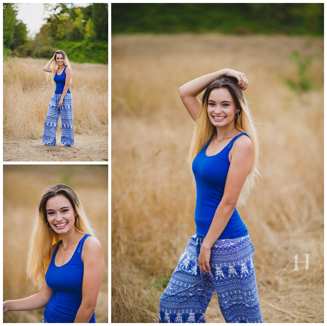 Boho Senior Portraits | Senior Girl in Tank Top and Elephant Pants | Outfit Inspo and Pose Ideas for Senior Girls | Photographed by the Best Tacoma Senior Photographer Amanda Howse