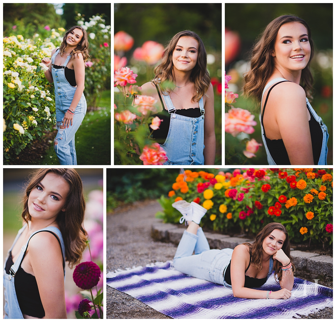 Outdoor Senior Portraits in Point Defiance | Rose Garden Senior Photos | How to Pose for Senior Portraits, Accessories for Senior Portraits, Outfit Inspo | Photographed by the Best Senior Portrait Photographer Amanda Howse