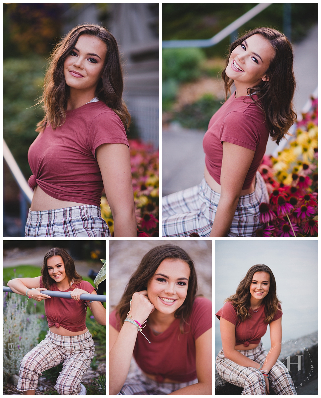 Cute Senior Portraits of High School Girl on the Beach | Crop Top and Plaid Pants, Outfit Ideas for Senior Girls, Poses for Seniors | Photographed by Tacoma Senior Photographer Amanda Howse