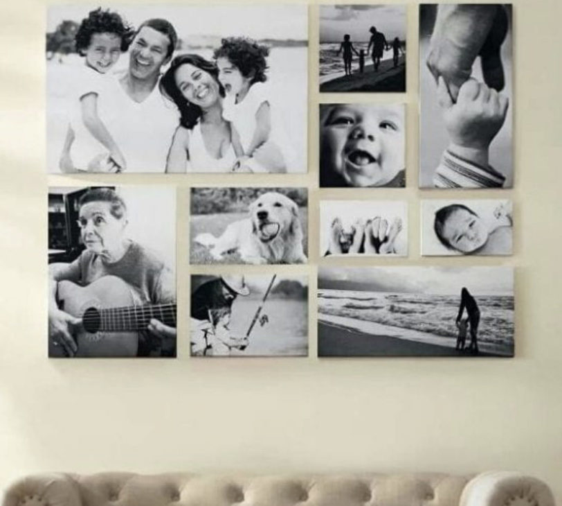 Black and White Gallery Wall | Living Room Gallery Wall, Print Sizes for Gallery Wall, How to Display Senior Portraits | Amanda Howse