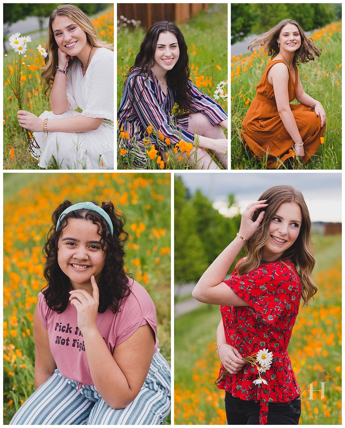 Themed Portrait in Field of Flowers | High School Senior Girl Poses, Outfit Inspiration | Photographed by Tacoma's Best High School Senior Photographer Amanda Howse