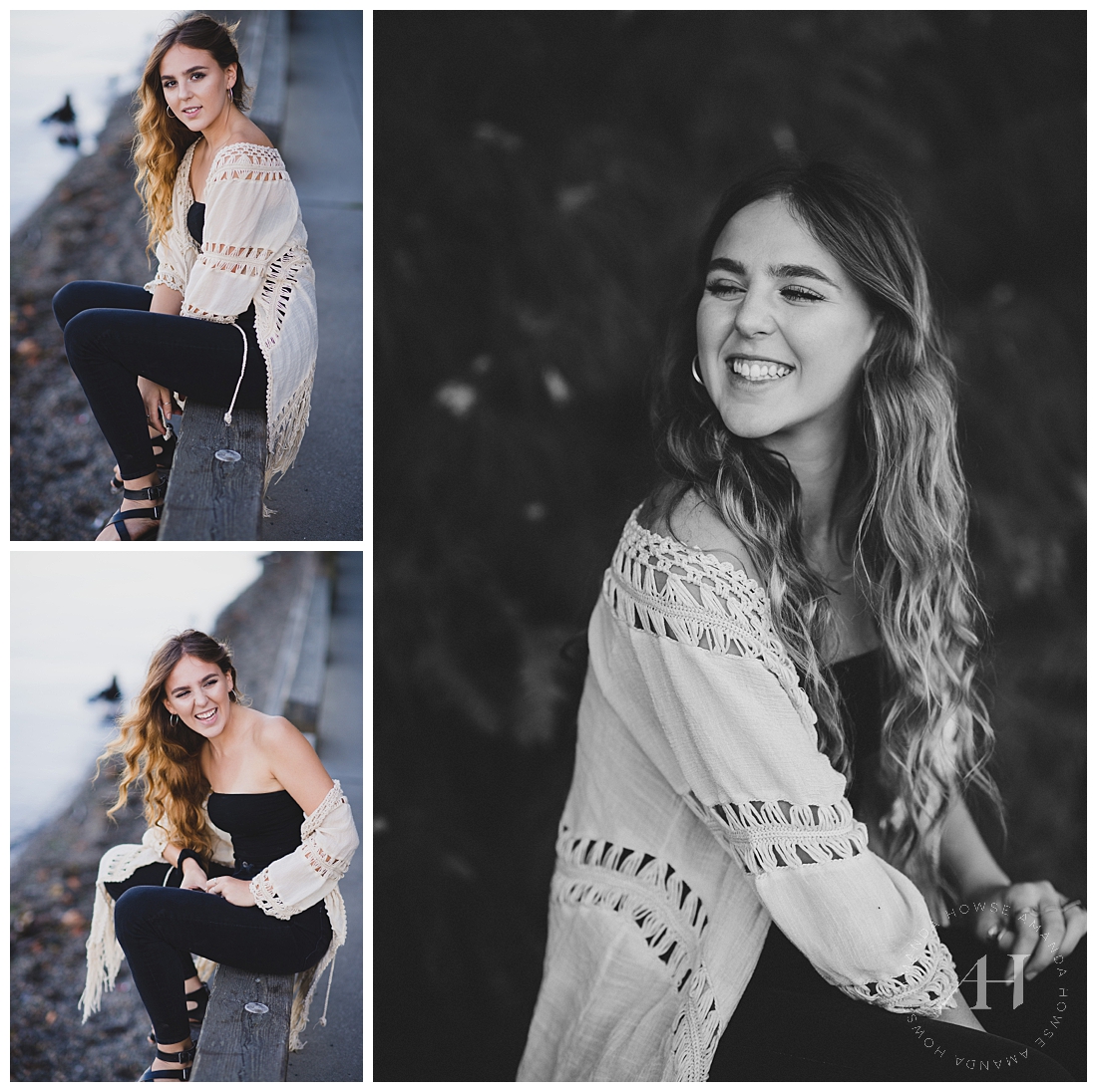 Owen Beach Senior Portrait Session | How to Style an All-Black Outfit for Senior Portraits | Photographed by Tacoma Senior Photographer Amanda Howse