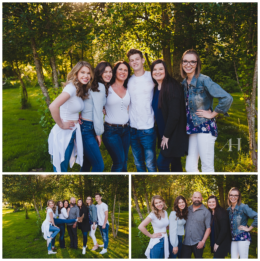 Sibling Portraits in Tacoma | Summer Outfits, Summer Light, Jeans and White T-Shirts, What to Wear, Poses for Young Families | Photographed by Tacoma Senior Photographer Amanda Howse