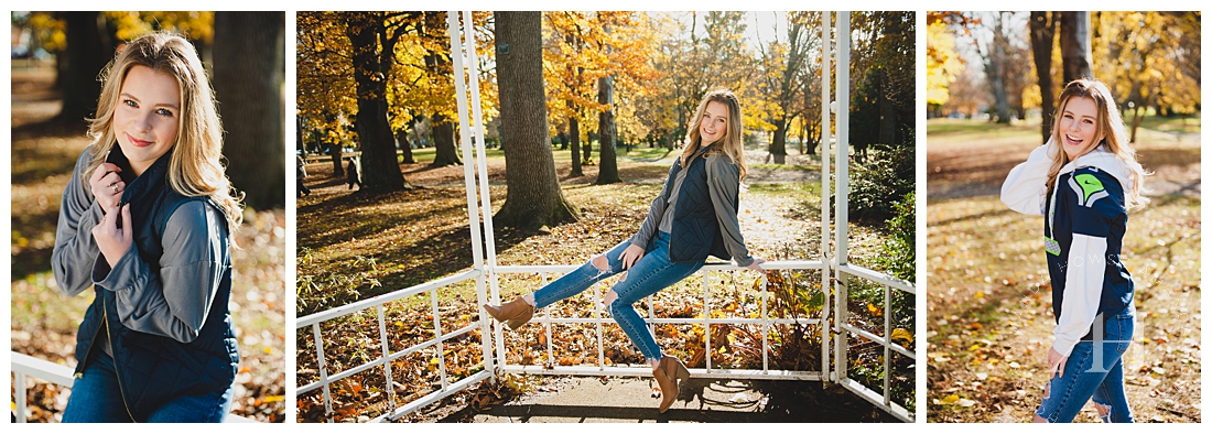 Senior Portraits in the Park | Golden Light for Fall Portraits, Sunny Portraits, Fall Portraits Outside, Pose Ideas for High School Senior Girls | Photographed by the Best Tacoma Senior Photographer Amanda Howse