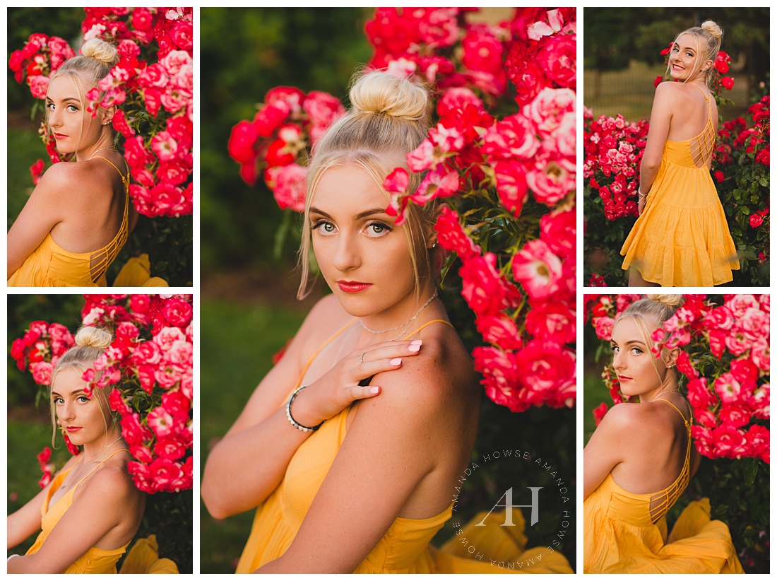 How to Style a Garden Photoshoot for High School Seniors | Pose Ideas for High School Girls, Outfit Inspiration, How to Style a Babydoll dress for Senior Portraits | Photographed by the Best Tacoma Senior Portrait Photographer Amanda Howse