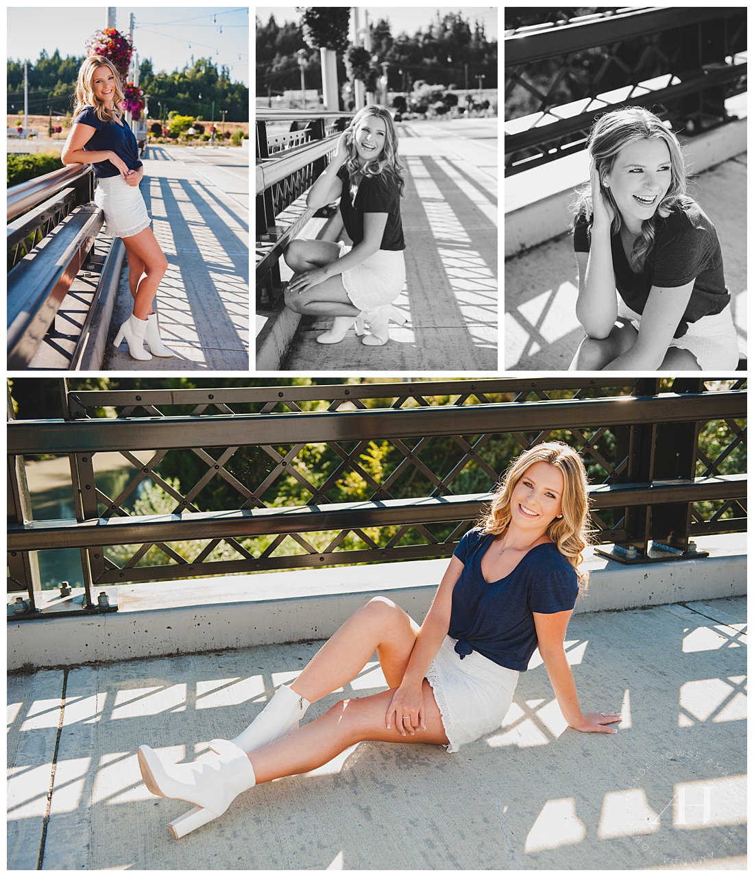Posing on a Sumner Bridge | Outdoor Senior Portraits, Pose Ideas for Senior Girls, Outfit Inspiration, Casual Outfits for Senior Portraits | Photographed by Tacoma Senior Photographer Amanda Howse