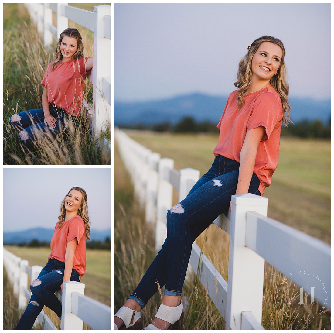 Rustic Senior Portraits in Sumner | White Fence Pose Ideas for Senior Girls, Rustic Portraits, County Settings for Senior Portraits near Tacoma, Outfit Inspo | Photographed by Tacoma's Best Senior Photographer Amanda Howse