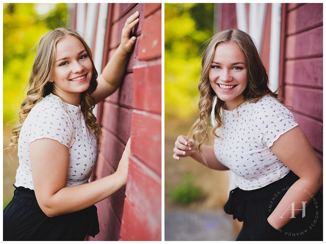 Rustic Senior Portraits in Tacoma by a Red Barn | Photographed by Amanda Howse