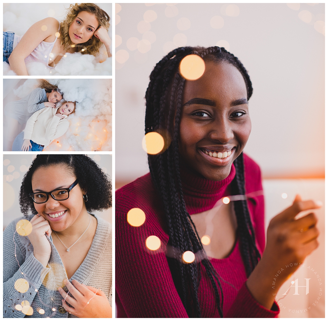 String Lights for Senior Portraits | How to Style a Studio Session for Senior Portraits | Photographed by the Best Tacoma Senior Photographer Amanda Howse