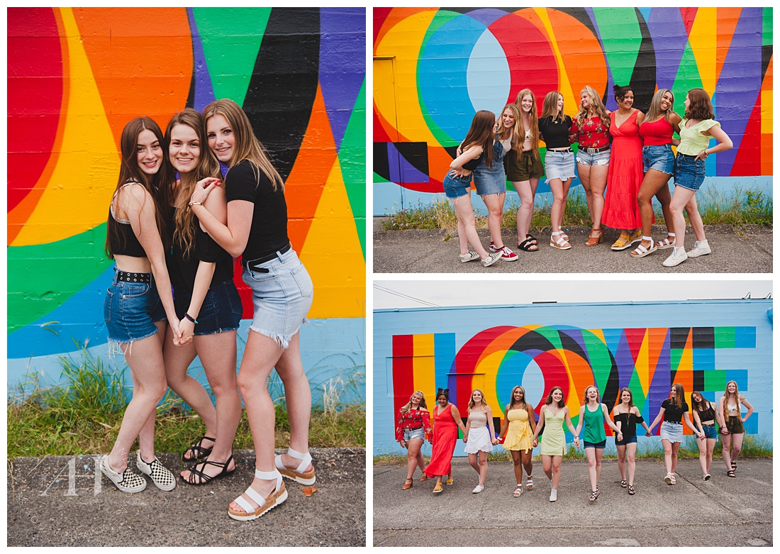 Tacoma Love Mural | Colorful Group Portrait Session for the AHP Model Team | Photographed by the Best Tacoma Senior Photographer Amanda Howse
