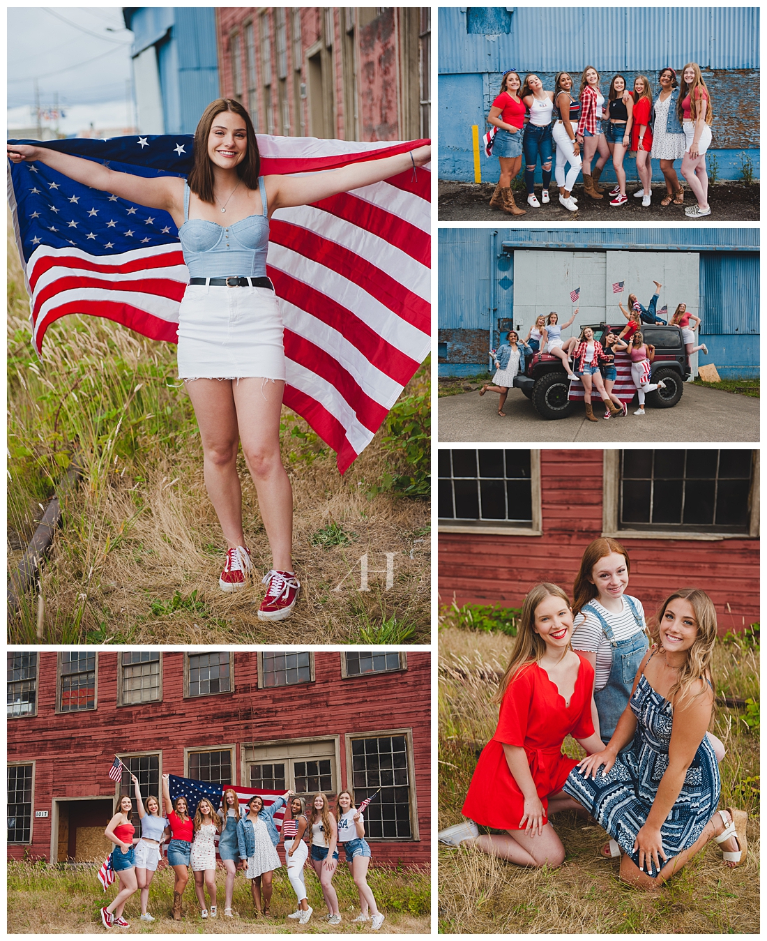 4th of July Themed Photoshoot with Flag and Red, White, and Blue Outfit Inspiration | Photographed by the Best Tacoma Senior Photographer Amanda Howse