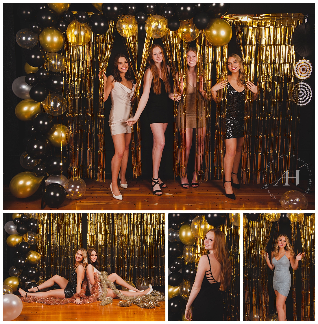 Black, Gold, and White Themed NYE Party Decor | Outfit Ideas for New Year's Eve | Photographed by the Best Tacoma Senior Photographer Amanda Howse