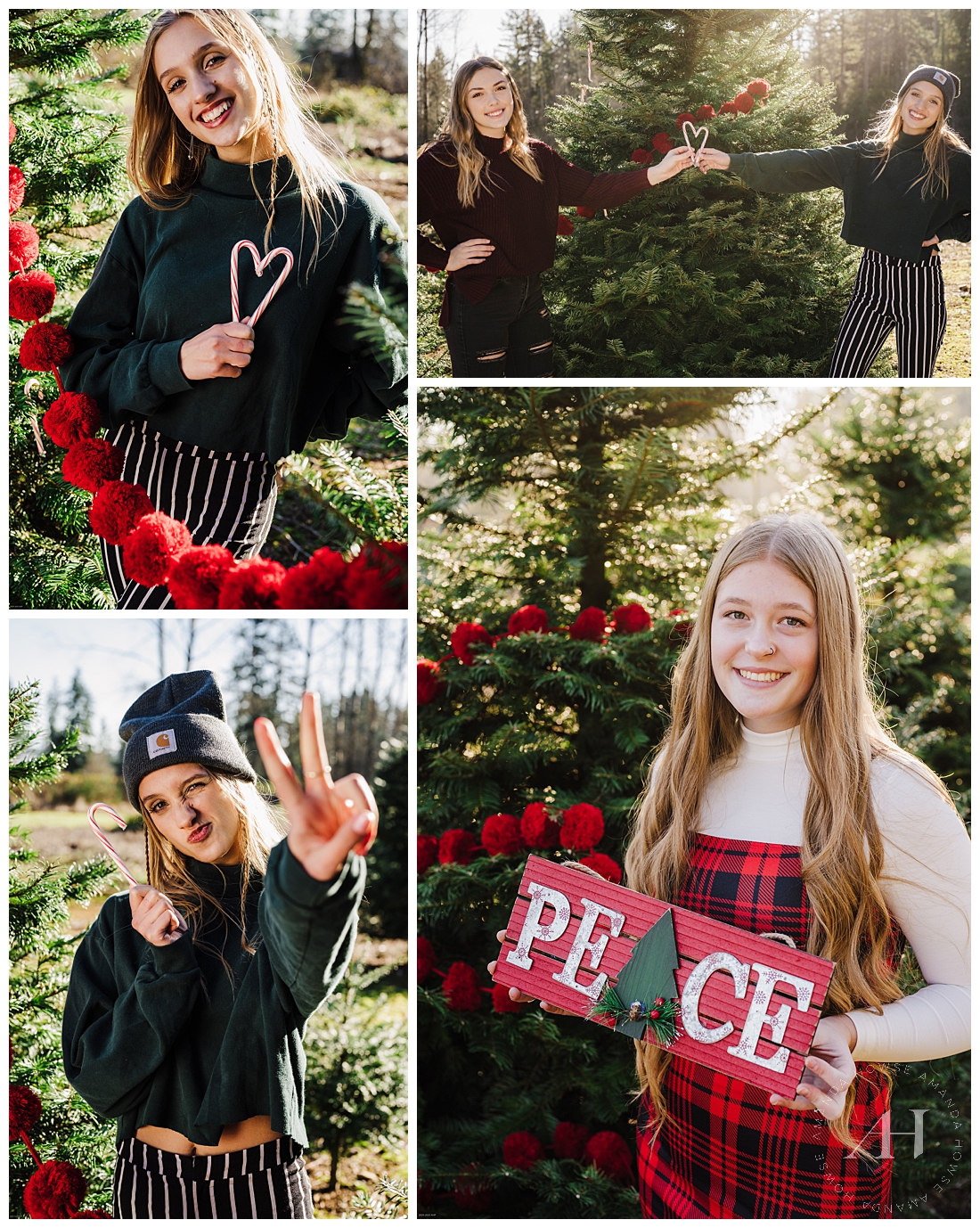 Styled Holiday Tree Farm Photoshoot | The AHP Model Team celebrated December with a fun trip to a Port Orchard Tree Farm! Click the photo for more outfit inspiration. | Photographed by Tacoma Senior Portrait Photographer Amanda Howse