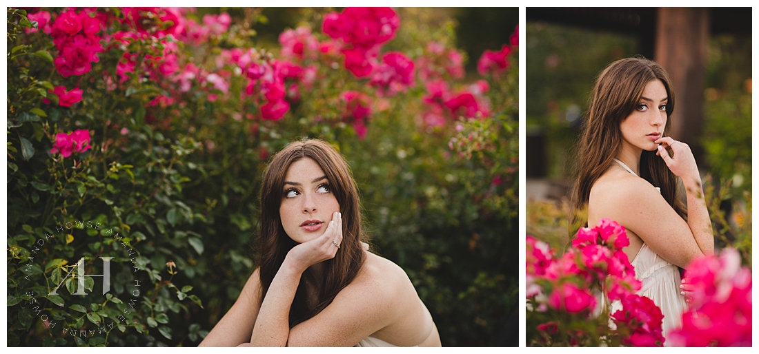 Point Defiance Rose Garden Senior Portraits | Colorful Flowers for Outdoor Senior Portraits in Tacoma | Photographed by Tacoma Senior Photographer Amanda Howse
