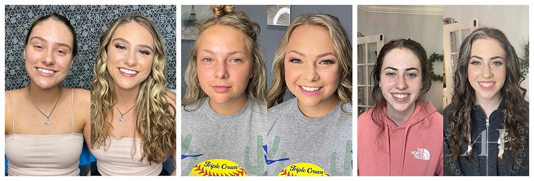 Before and After Photos of High School Senior Girls with Professional Hair and Makeup | Wondering why you should book a pro photographer for your senior portraits? AHP includes hair and makeup with each senior portrait session | Tacoma Senior Photographer Amanda Howse