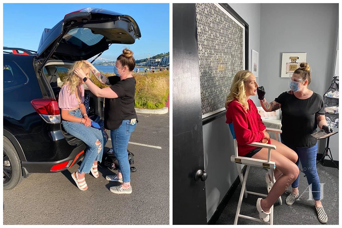 On-Location Hair and Makeup for Tacoma Senior Portraits | Our pro HMUAs come with us to the studio and outdoor locations to make sure our senior girls look their absolute best for their portraits | Why You Should Hire a Pro Photographer | Amanda Howse Photography