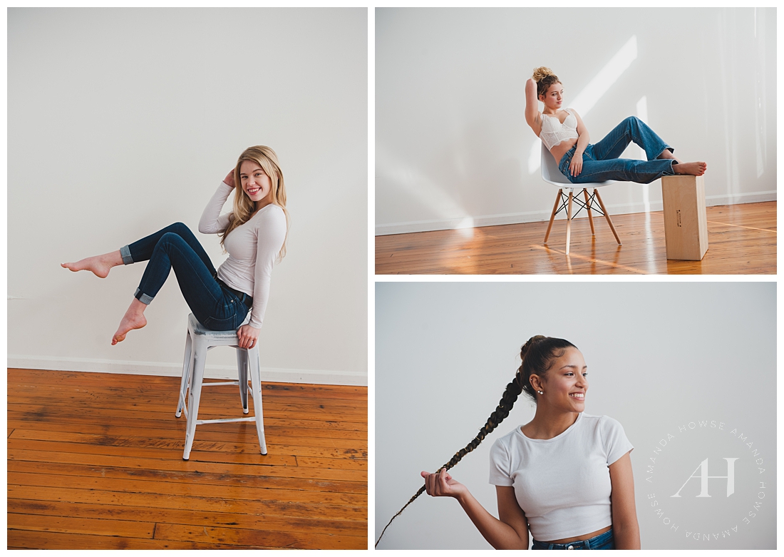 Cute Poses for Modern Senior Portraits | Project Beauty Portraits, Minimalist Makeup, How to Style Casual Outfits for Portraits | Photographed by the Best Tacoma Senior Photographer Amanda Howse