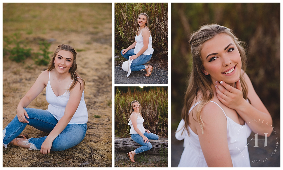 Pose Ideas for High School Senior Girls | How to Style Ripped Jeans for Senior Portraits, Casual Portrait Outfit Ideas | Photographed by Tacoma Senior Photographer Amanda Howse