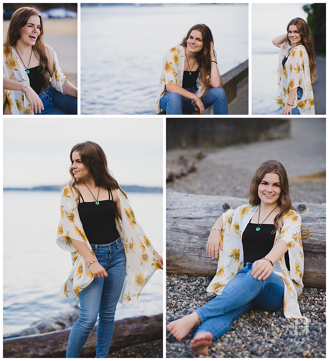 Summer Senior Portraits | Pose ideas for beachy senior portraits, how to style a senior portrait session on the beach | Photographed by the Best Tacoma Senior Portrait Photographer Amanda Howse
