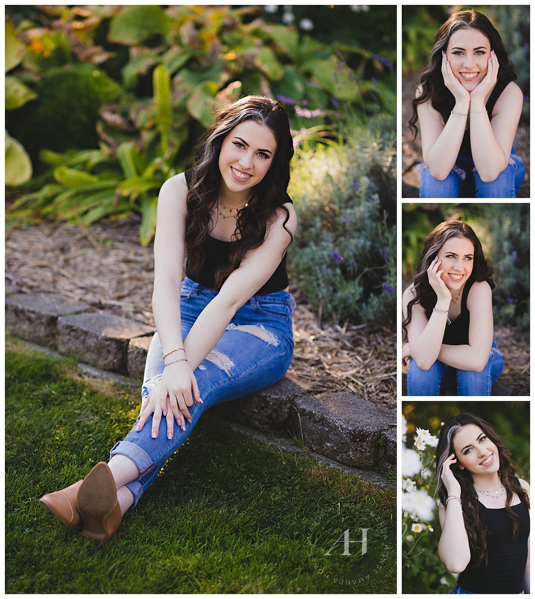 Point Defiance Rose Garden Senior Portraits | How to Style Ripped Jeans and a Tank Top for Senior Portraits | Photographed by the Best Tacoma Senior Portrait Photographer Amanda Howse